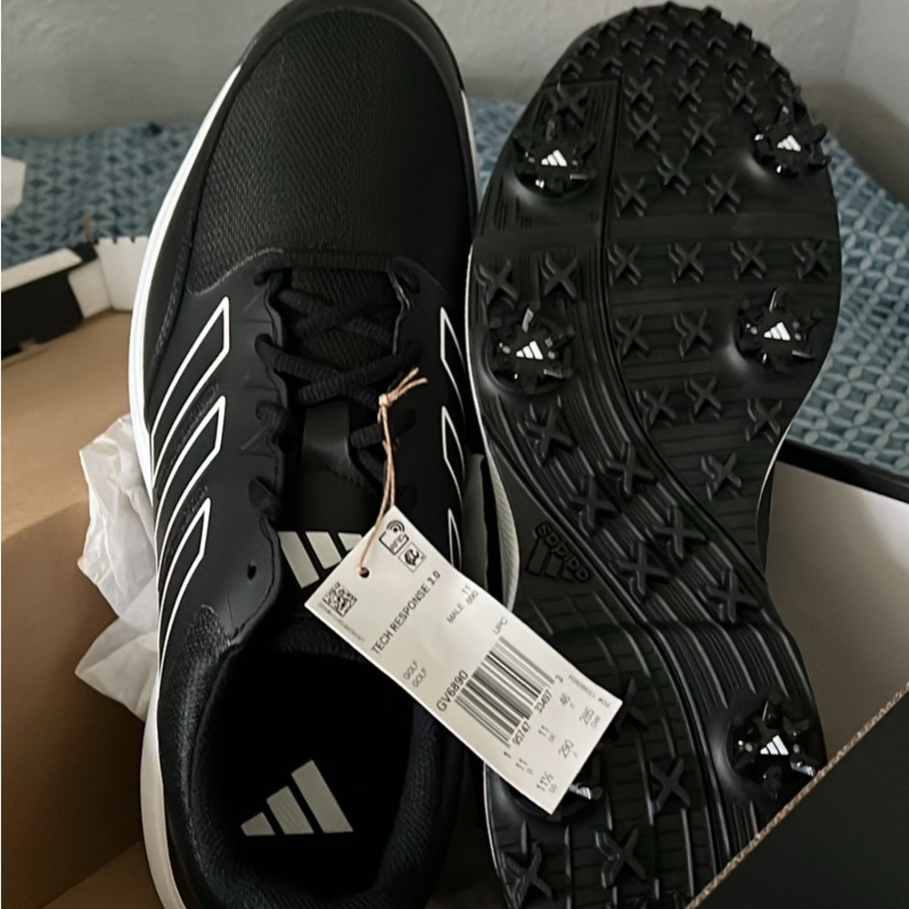 Adidas Mens/Boys Black/White Athletic Sports Shoes